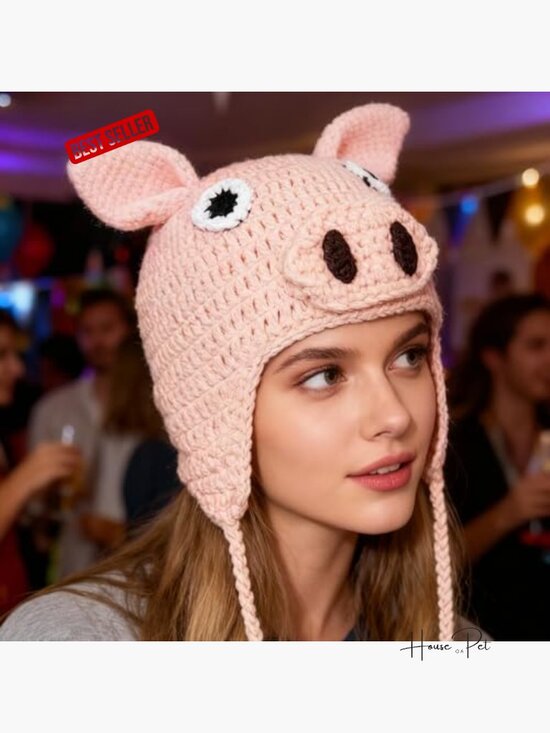 Handmade Crochet Animal Beanie Hat Cute Knit Skull Cap Novelty Headwear main image 6